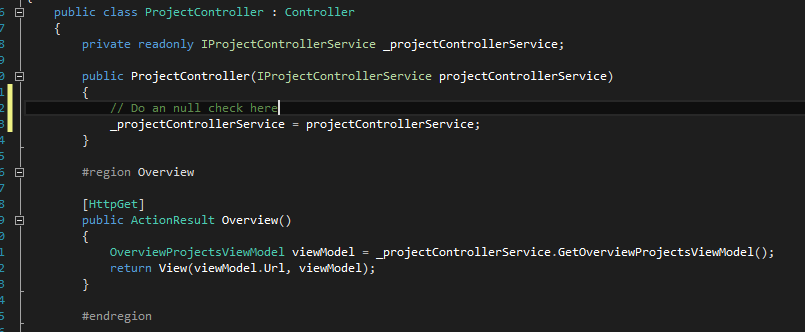 Structurize your project with areas and services in ASP.NET MVC